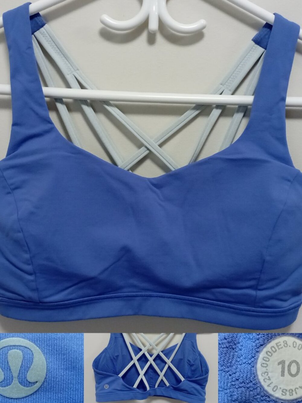 Lululemon Free to Be 10 Serene Bra Light Support C/D Cup Powder Blue Wild Indigo